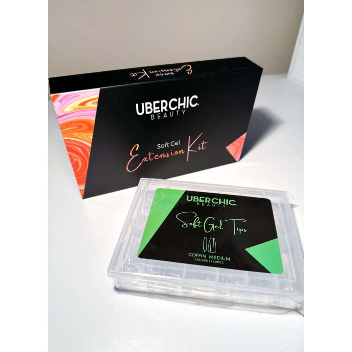 Uberchic Beauty[Hema-Free] Soft Gel Kit: 3-Step Soak Off Nail Extension System With Bonus Gel Top Coat + Free Soft Gel Tips!