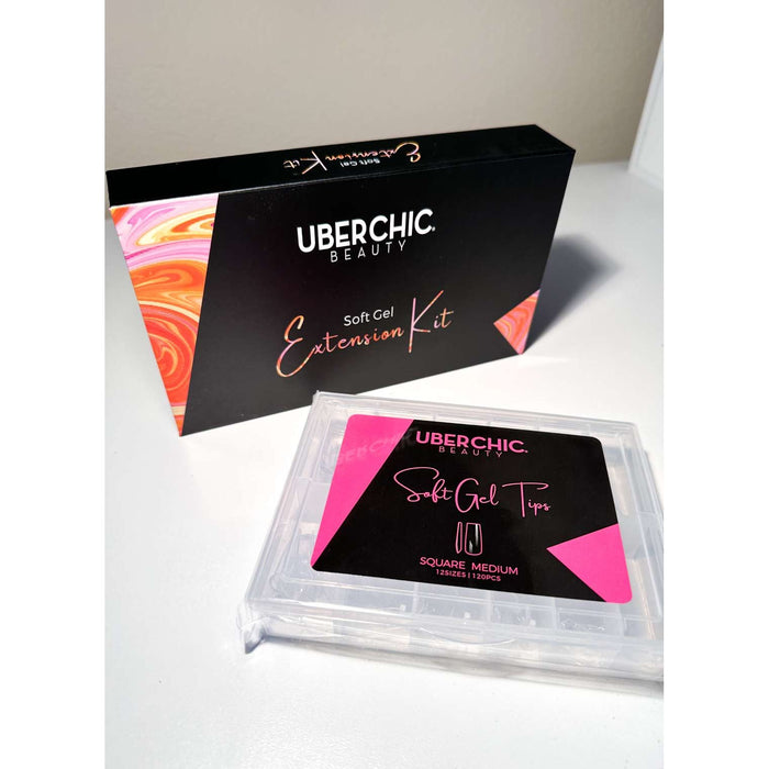 Uberchic Beautysoft Gel Kit: 3-Step Soak Off Nail Extension System With Bonus Gel Top Coat + Free Soft Gel Tips!