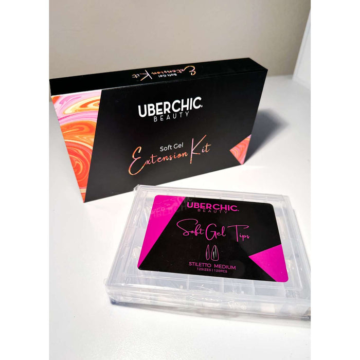 Uberchic Beautysoft Gel Kit: 3-Step Soak Off Nail Extension System With Bonus Gel Top Coat + Free Soft Gel Tips!