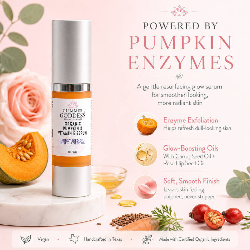 Glimmer Goddess® Organic Skin Care Organic Pumpkin Enzyme Serum – Exfoliating Glow Treatment Serums