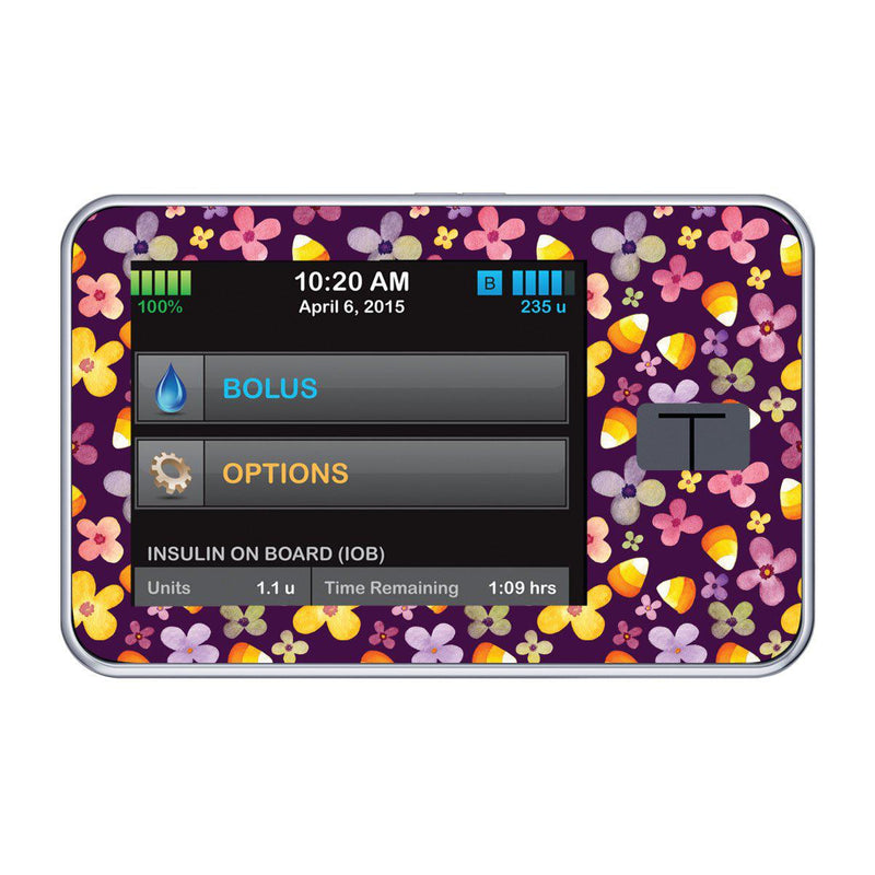Peelz Purple Floral Sticker for Tandem t:slim Peelz/Stickers