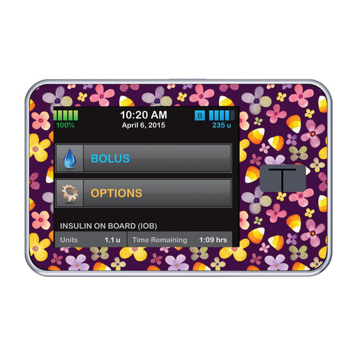 Peelz Purple Floral Sticker for Tandem t:slim Peelz/Stickers