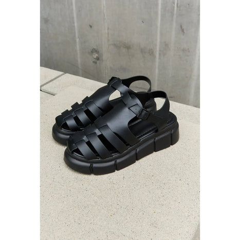 Qupid Platform Cage Stap Sandal in Black