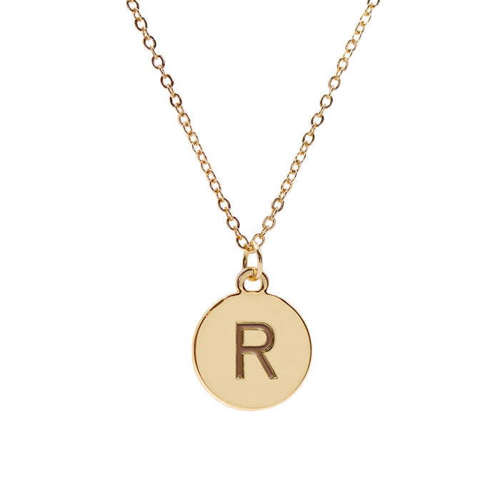 Gold-tone Adjustable Custom Initial Pendant Necklace with Genuine Crystal in Gift Box