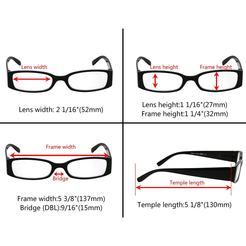 eyekeeper.com 5 Pack Rectangle Stylish Reading Glasses R040-A Eyeglasses