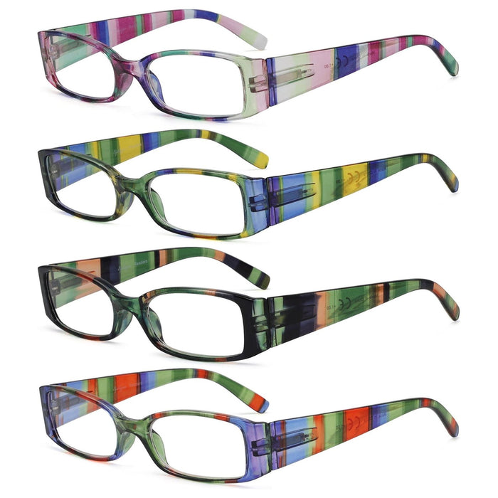 Eyekeeper - 4 Pack Stripe Pattern Stylish Reading Glasses R040S