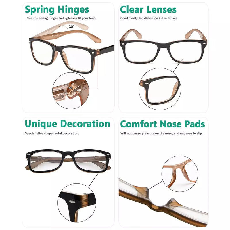 eyekeeper.com Retro Rectangle Reading Glasses Classic Chic Readers R075 Eyeglasses