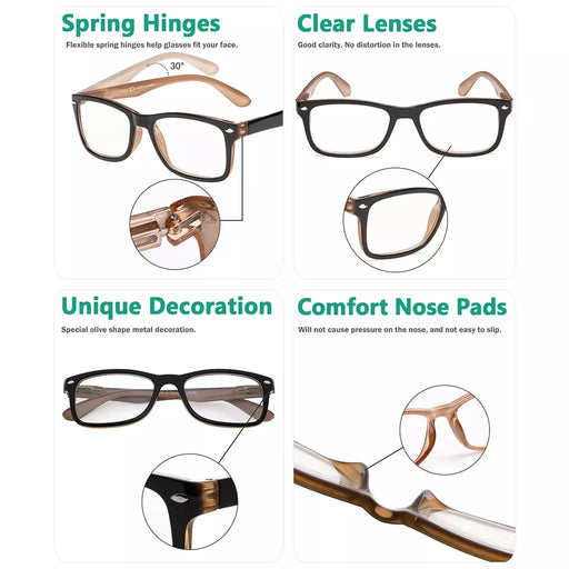 eyekeeper.com Retro Rectangle Reading Glasses Classic Chic Readers R075 Eyeglasses