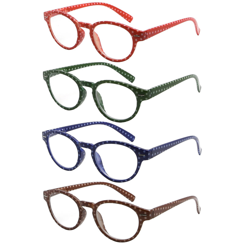 eyekeeper.com 4 Pack Oval Polka Dots Pattern Reading Glasses R091P Eyeglasses