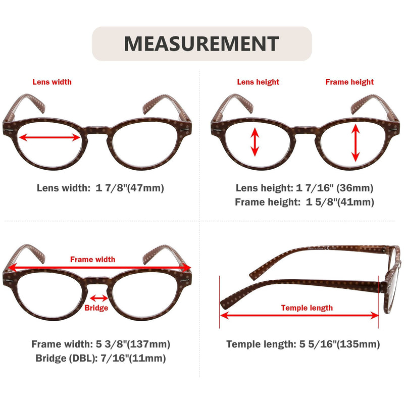 eyekeeper.com 4 Pack Oval Polka Dots Pattern Reading Glasses R091P Eyeglasses