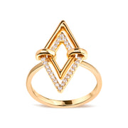 Bids.com 14K Yellow Gold 1/5 Cttw Diamond Double Triangle Ring (G-H Color, SI1-SI2 Clarity) - Size 7 Rings