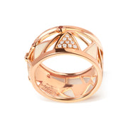 Bids.com 14K Rose Gold 1/3 Cttw Diamond and Pink Tourmaline Cigar Band Ring with White Enamel (G-H Color, SI1-SI2 Clarity) Rings