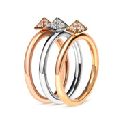Bids.com 14K Tri Color Gold 1/3 Cttw Diamond Pyramid Stackable Band Ring Set (G-H Color, SI1-SI2 Clarity) - Size 7 Rings