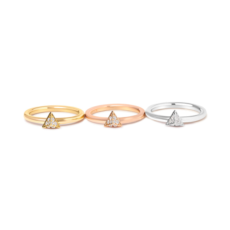 Bids.com 14K Tri Color Gold 1/3 Cttw Diamond Pyramid Stackable Band Ring Set (G-H Color, SI1-SI2 Clarity) - Size 7 Rings