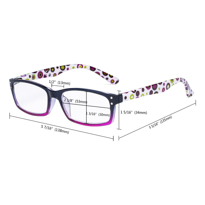 Eyekeeper  - 4 Pack Cute Dot Pattern Temples Readers R103P-A