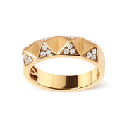 Bids.com 14K Yellow Gold 1/4 Cttw White Diamond Pyramid Band Ring (G-H Color, SI1-SI2 Clarity)- Size 7 Rings