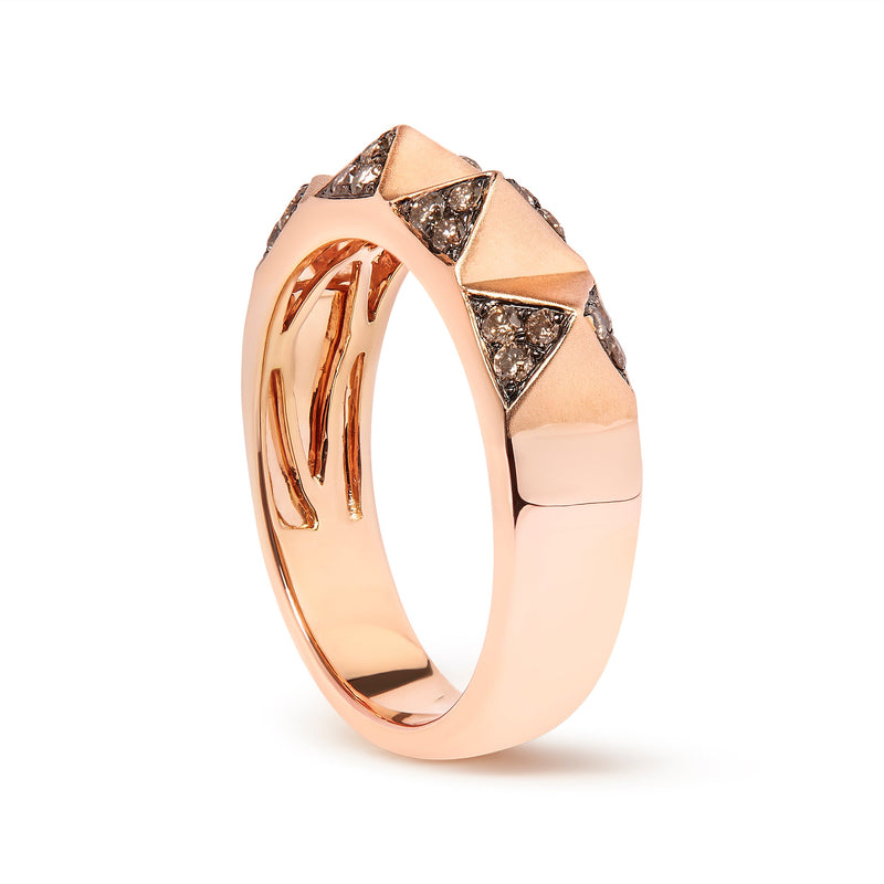 Bids.com 14K Rose Gold 1/4 Cttw Brown Diamond Pyramid Band Ring (Brown Color, SI1-SI2 Clarity)- Size 7 Rings