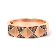 Bids.com 14K Rose Gold 1/4 Cttw Brown Diamond Pyramid Band Ring (Brown Color, SI1-SI2 Clarity)- Size 7 Rings
