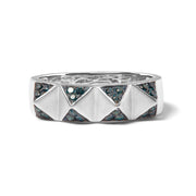 Bids.com 14K White Gold 1/4 Cttw Treated Blue Diamond Pyramid Band Ring (Blue Color, SI1-SI2 Clarity)- Size 7 Rings