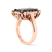 Bids.com 14K Rose Gold 15x10 MM Emerald-Cut Black Onyx and 1/5 Cttw Blue and White Diamond Halo Cocktail Ring (G-H Color, SI1-SI2 Clarity)- Size 7 Rings