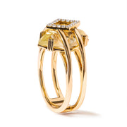 Bids.com 14K Yellow Gold 15x15 MM Marquise Cut Yellow Topaz and Diamond Accent Statement Cocktail Ring (G-H Color, SI1-SI2 Clarity) Rings