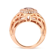 Bids.com 14K Rose Gold Oval Cut Light Pink Morganite and 3/8 Cttw Diamonds Halo and Basket Weave Cocktail Ring (G-H Color, SI1-SI2 Clarity) - Size 7 Rings