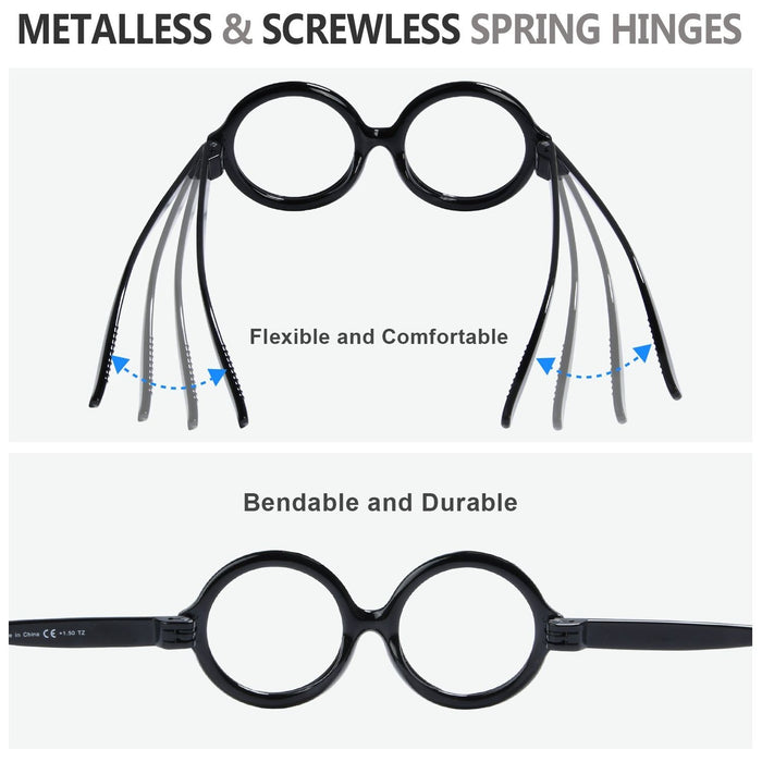 Eyekeeper.Com - Oversized 6 Pack Screwless Metalless Round Reading Glasses R2313