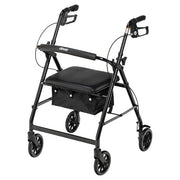 RIO Medical Supplies Rollator Rolling Walker with 6" Wheels, Fold Up Removable Back Support and Padded Seat