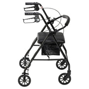 RIO Medical Supplies Rollator Rolling Walker with 6" Wheels, Fold Up Removable Back Support and Padded Seat