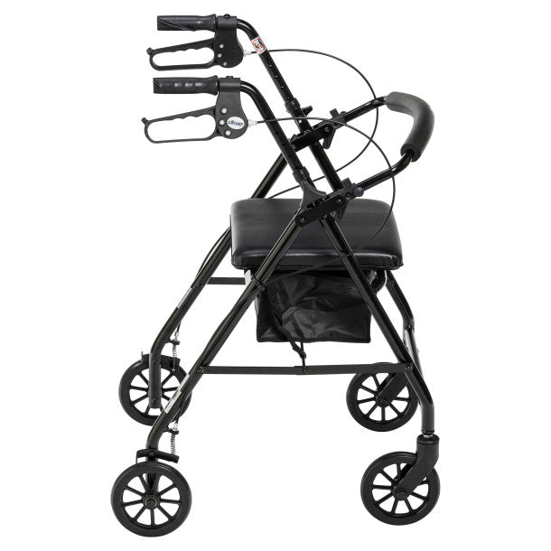 RIO Medical Supplies Rollator Rolling Walker with 6" Wheels, Fold Up Removable Back Support and Padded Seat