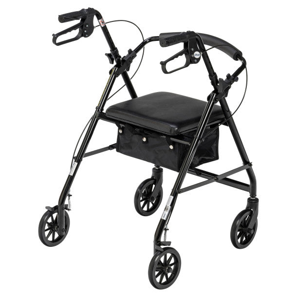 RIO Medical Supplies Rollator Rolling Walker with 6" Wheels, Fold Up Removable Back Support and Padded Seat