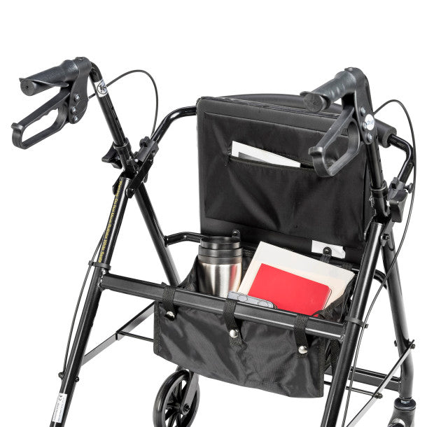 RIO Medical Supplies Rollator Rolling Walker with 6" Wheels, Fold Up Removable Back Support and Padded Seat