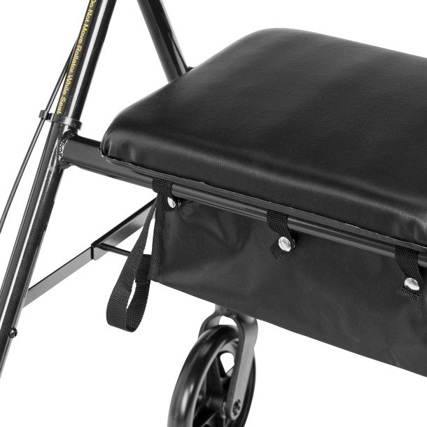 RIO Medical Supplies Rollator Rolling Walker with 6" Wheels, Fold Up Removable Back Support and Padded Seat
