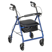 RIO Medical Supplies Rollator Rolling Walker with 6" Wheels, Fold Up Removable Back Support and Padded Seat