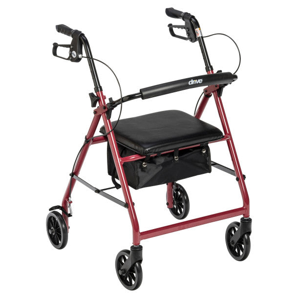 RIO Medical Supplies Rollator Rolling Walker with 6" Wheels, Fold Up Removable Back Support and Padded Seat