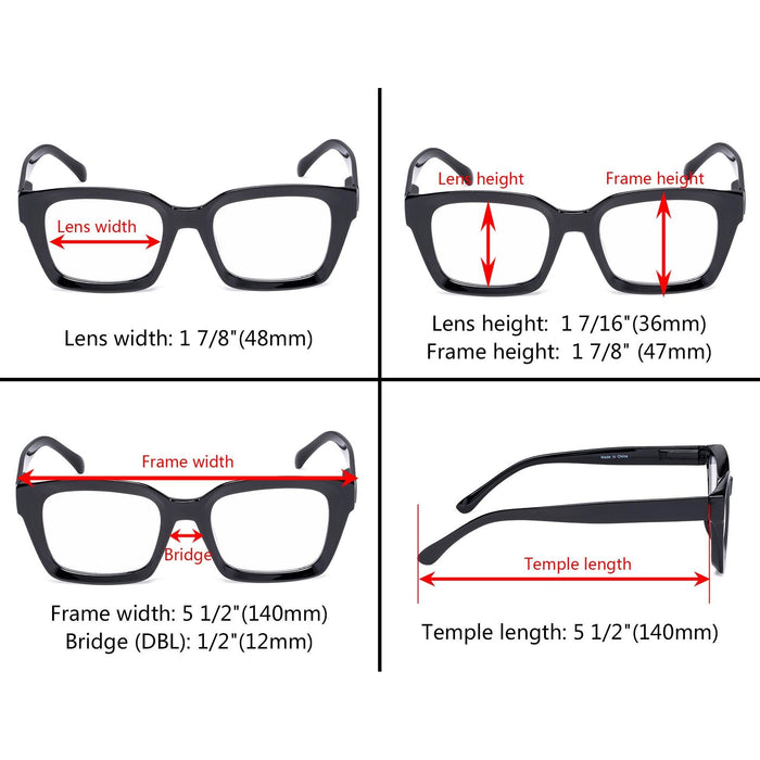 Eyekeeper - 4 Pack Ladies Thicker Frame Stylish Reading Glasses R9106-A