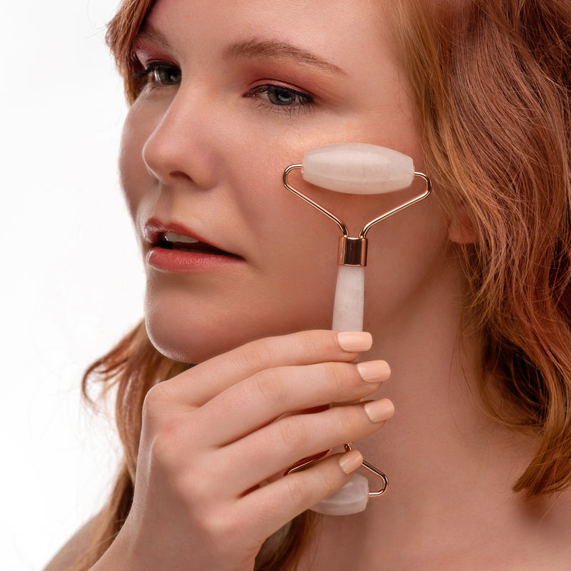 EpiLynx Rose Quartz Facial Roller – Dual-Ended Beauty Tool for Calming, Cooling & Skin Radiance