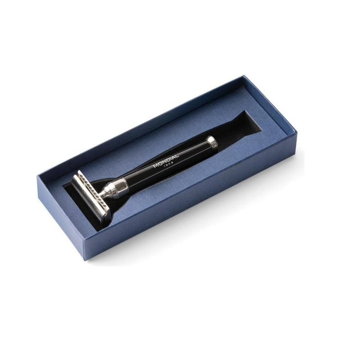 Mondial 'Premium' Safety Razor with Handle in Black Resin & Chrome RA-100-NS