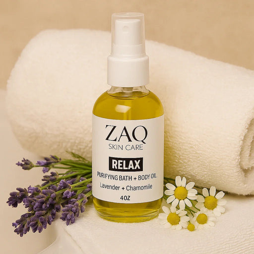 ZAQ Skin & Body Calming Massage Body Oil - Lavender + Chamomile Essential Oils