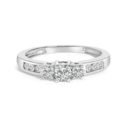 Bids.com 10K White Gold 1/2 Cttw Diamond Three Stone Ring Rings