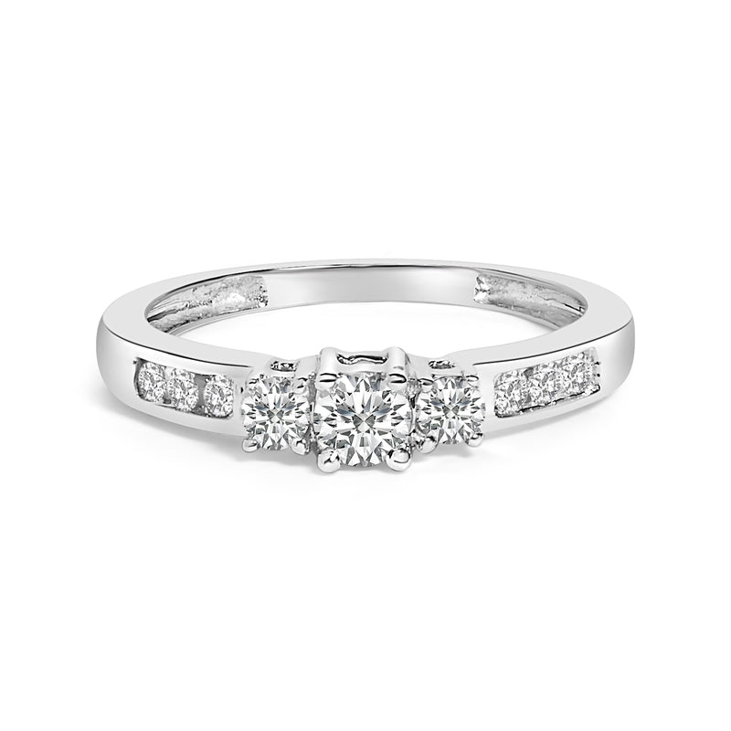 Bids.com 10K White Gold 1/2 Cttw Diamond Three Stone Ring Rings