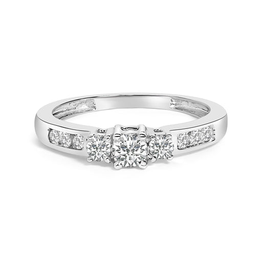 Bids.com 10K White Gold 1/2 Cttw Diamond Three Stone Ring Rings
