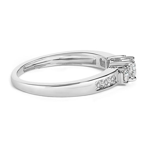 Bids.com 10K White Gold 1/2 Cttw Diamond Three Stone Ring Rings