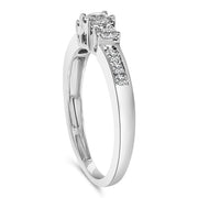 Bids.com 10K White Gold 1/2 Cttw Diamond Three Stone Ring Rings