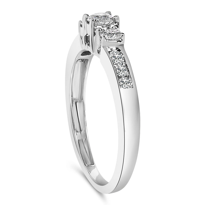 Bids.com 10K White Gold 1/2 Cttw Diamond Three Stone Ring Rings