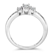 Bids.com 10K White Gold 1/2 Cttw Diamond Three Stone Ring Rings
