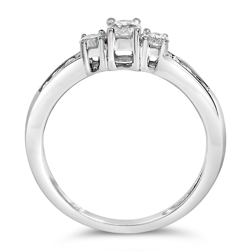 Bids.com 10K White Gold 1/2 Cttw Diamond Three Stone Ring Rings