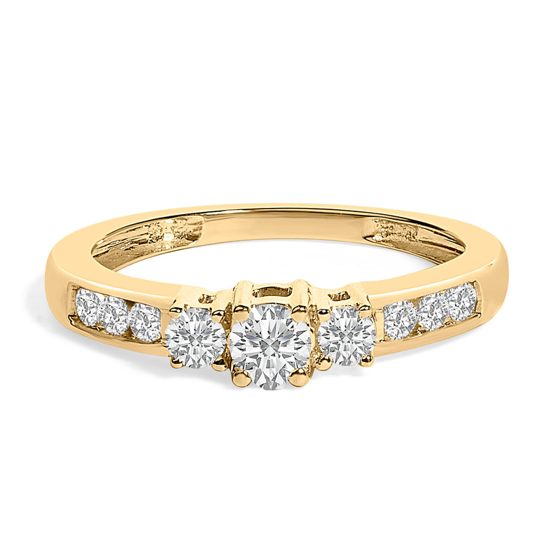Bids.com 10K White Gold 1/2 Cttw Diamond Three Stone Ring Rings