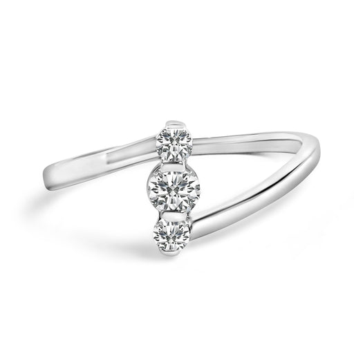 Bids.com 10K White Gold 1/4 Cttw Lab Grown Diamond Vertical Three Stone Ring Rings
