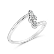 Bids.com 10K White Gold 1/4 Cttw Lab Grown Diamond Vertical Three Stone Ring Rings